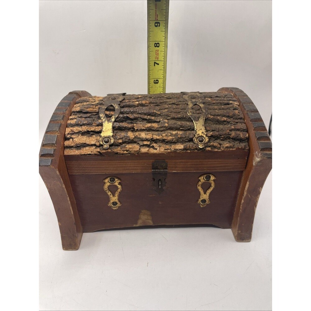 Vintage Log Rustic Bark Lid Storage Box